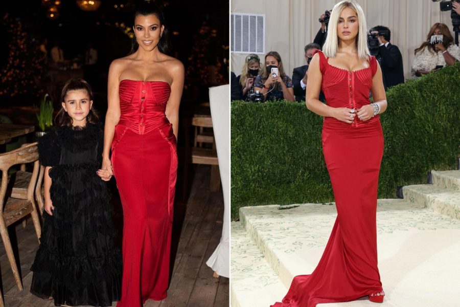  Speaking of the Kardashians recently Addison Rae has become close friends with Kourtney Kardashian. She was actually invited to this event and came in with a new hairstyle which was a blunt platinum blonde long bob. She was wearing a red dress that belonged to the 2003 Tom Ford Gucci collection. Which is super similar to Kourney’s red gown in 2019 for the Kardashian/Jenner christmas bash. Which created another meme saying how Addison  borrowed from Kourtneys closet for the biggest event of the year.  I  think the dresses are very similar, like the shade of red and the corset bodice, but I think it was just a coincidence that Addison wore a very similar dress. 
I feel like Addison could have found a more unique gown and maybe a  different hairstyle. My favorite from this years Met Gala was definitely Emma Chamberlain. It just matched the theme and was simple, but at the same time unique compared to the other dresses. I also liked her hair and makeup, it was completely different and out of her comfort zone. Which is what the Met Gala is really about is to try new looks and push fashion boundaries.
 I think thats what Kim Kardashian was going for with this years theme. She could have gone a completely different look for this year. I dont know if she was trying to make a statement or if there was a message behind the look. She was my least favorite this year only because she could have chosen a different approach. 
Overall I feel like this years Met Gala was either a hit or miss when it came to fashion. I get that everyone is trying to be unique when it comes to this event specifically. Because of the media attention and what it could do for them as a celebrity and their platform, but I think some people could have gone different ways when it came to the end result. Especially Kim Kardashian, Addison Rae and other artists/celebrities. I think less is more especially with the theme American Independence. I still think the 2018 Heavenly Bodies was the best theme so far, and everyone fashion wise looked good compared to what we have seen this year. I feel like a lot of people this year rushed when it came to the look for this event. Im hoping that next year we get more unique looks.  
