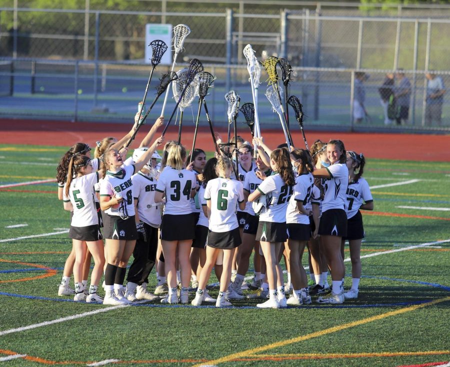 Bears Girls LAX celebrating after a W!
